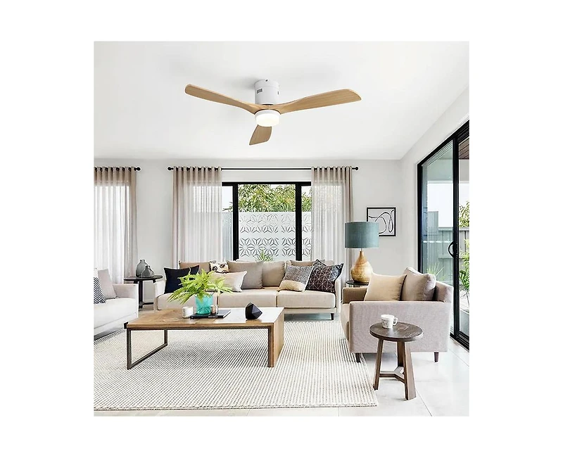 52-inch Modern 3-Blade Light Ceiling Fan with Remote Control and Supporting Mobile Device Connection