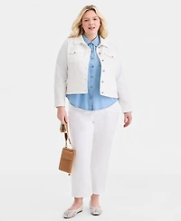 Style & Co Plus Classic Button-Front Denim Jacket, Macy's Exclusive