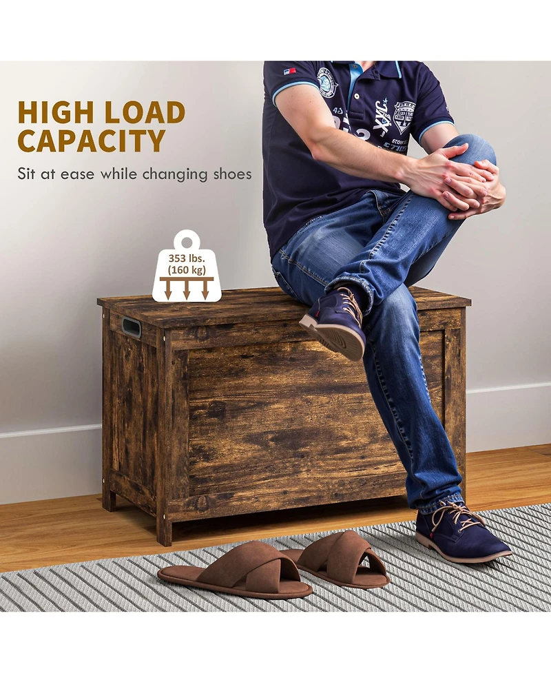 Homcom 29.9" Storage Chest w/ 2 Safety Hinges, Wooden Box,