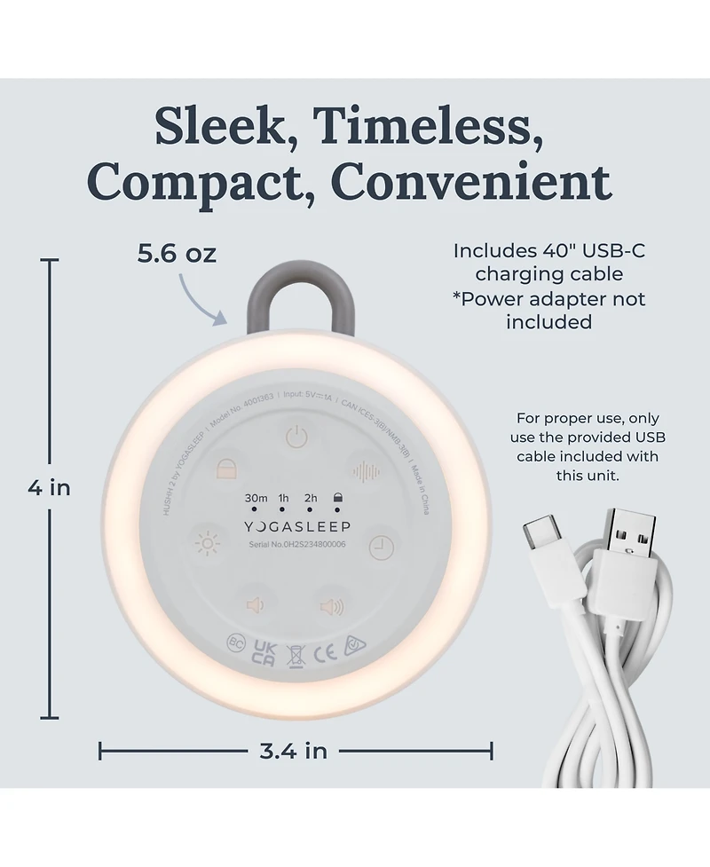 Yogasleep Hushh 2 Portable Sound Machine for Babies & Kids