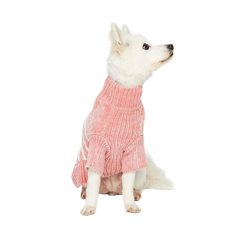 Blueberry Pet Ultra-soft Chenille Classy Striped Tutleneck Dog Sweater