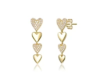 Genevive Gold-Plated Heart Jewelry Set with Sparkling Cz – Elegant Bracelet & Drop Earrings