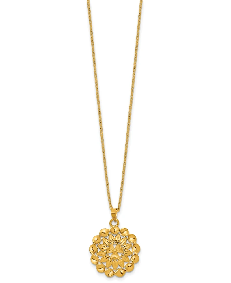 Macy's Flower Cable Chain Pendant Necklace in 24k Yellow Gold