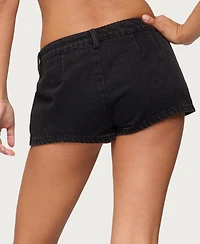 Edikted Women's Grommet & Stud Denim Micro Shorts