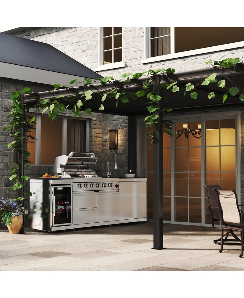 Mondawe 46" 4-Burner 72000 Btu Stainless Steel Outdoor Kitchen Grill Island with Fridge