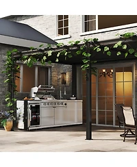 Mondawe 46" 4-Burner 72000 Btu Stainless Steel Outdoor Kitchen Grill Island with Fridge