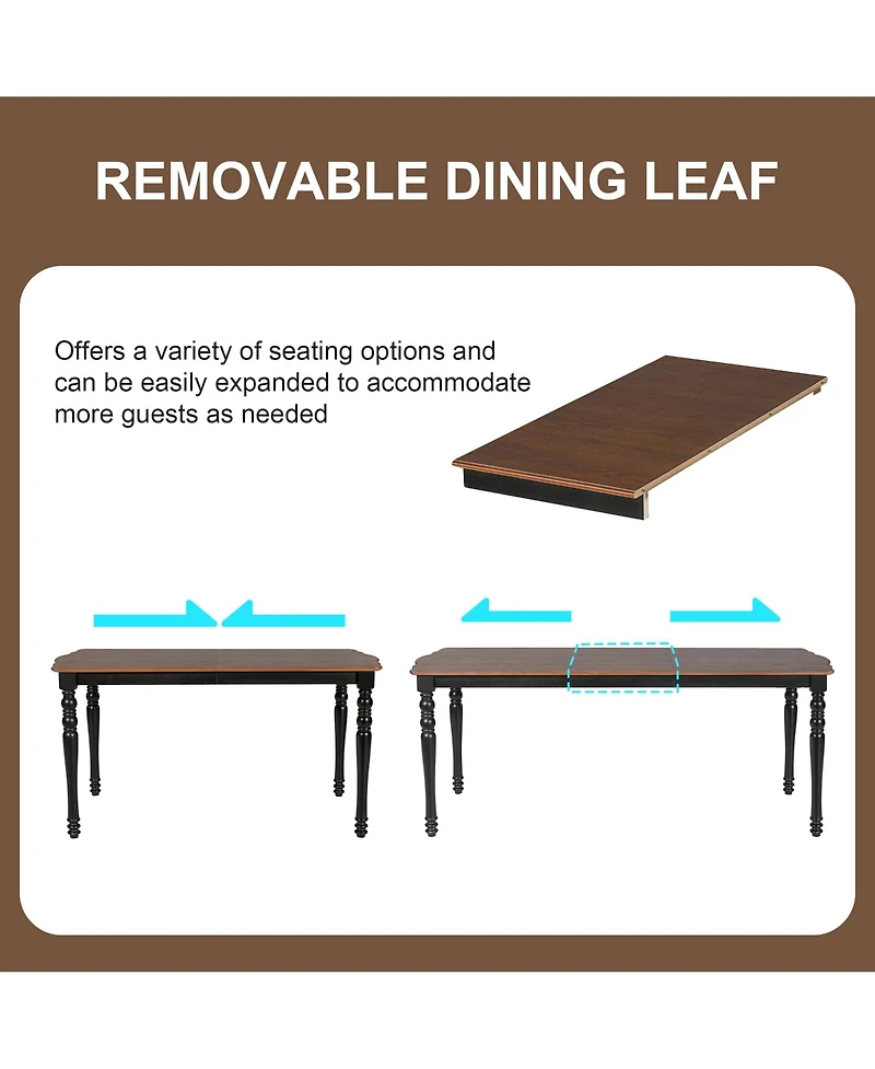 sumyeg 7-Piece Extendable Dining Set with 60-78 Inch Wood Table 6 Upholstered Chairs and Removable Leaf