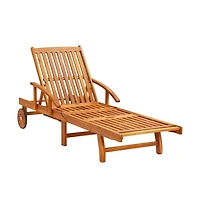 vidaXL Sun Lounger Royal blue cushions, natural wood