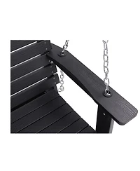 Mega Casa Poly Lumber 3-Seat Porch Swing, Hips 5-Feet Bench Swing with Foldable Cup Holders,18/8 Stainless Steel Hardware, High Backrest and Deep Cont