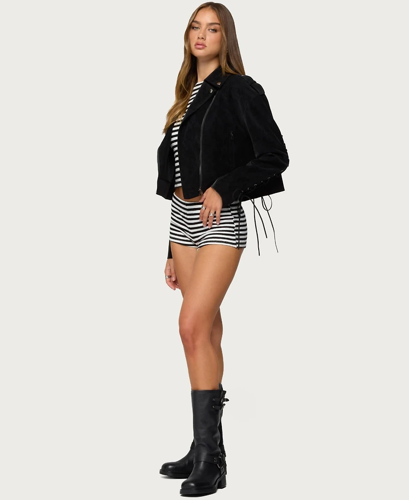 Edikted Women's Ryder Faux Suede Biker Jacket