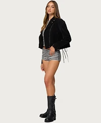 Edikted Women's Ryder Faux Suede Biker Jacket