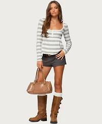 Edikted Women's Lockie Striped Knit Babydoll Top