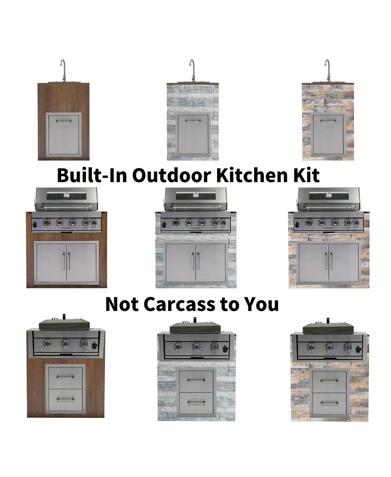 Mondawe 32" Built-In Gas Grill Outdoor Kitchen with Infrared Burner, Sink & Tool Set