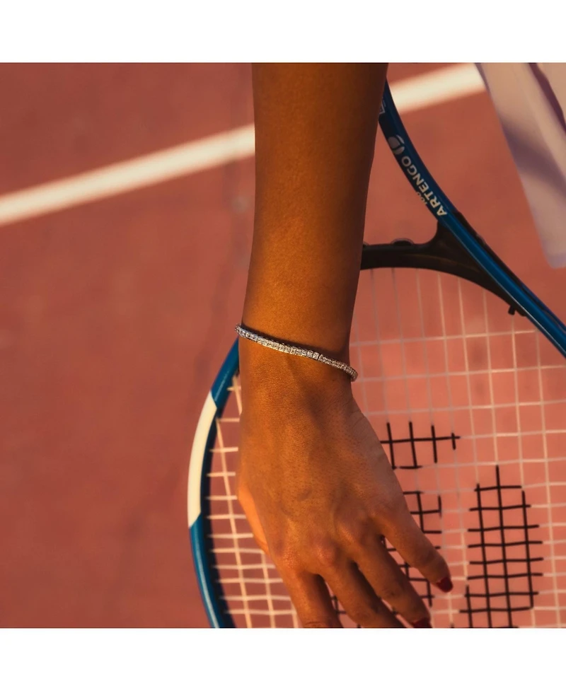 Sterling Silver Square Rectangular Tennis Bracelet