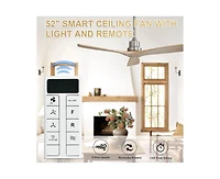 Sofucor 52-inch Modern Sand Nickel 3-Blade Light Ceiling Fan with Remote Control and Supporting Mobile Device Connection