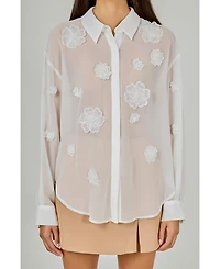 endless rose Women's Floral Detail Shirt Blouse