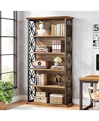 Tribesigns 6-Tier 71" Industrial Bookshelf with Metal Frame, Freestanding Open Shelves for Home, Office & Living Room.