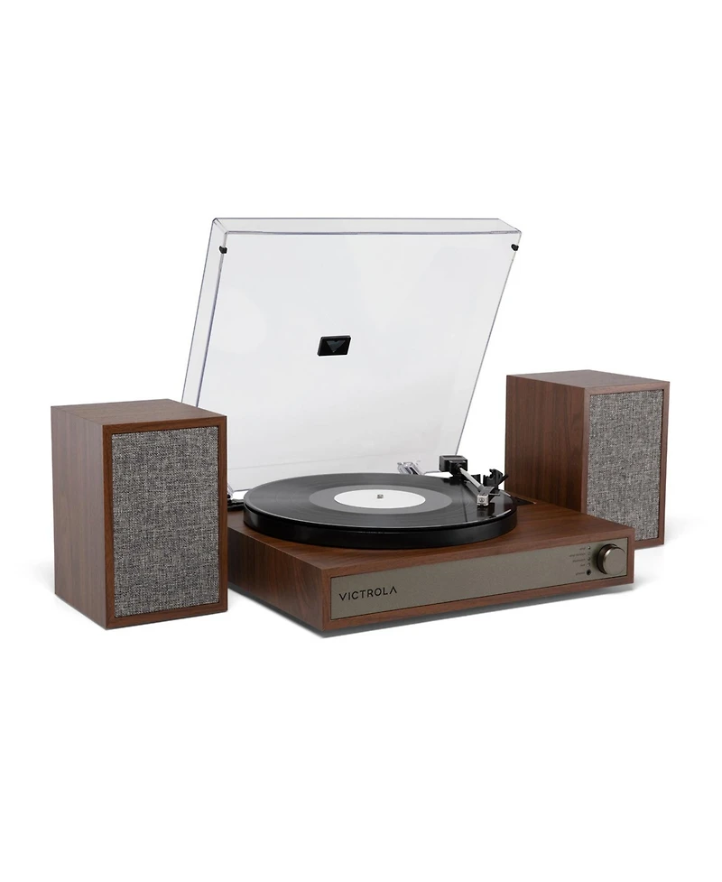 Victrola Harmony Bluetooth Turntable System with Speakers, Walnut