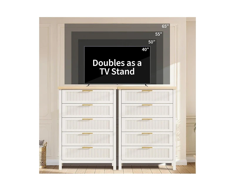 Gaomon Fluted Dresser for Bedroom with 5 Drawers