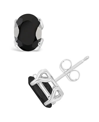 Macy's Black Onyx Stud Earrings 14k White Gold (Also Aquamarine)