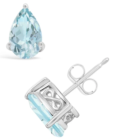 Macy's Black Onyx Stud Earrings 14k White Gold (Also Aquamarine & Morganite)