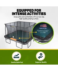 Jumpking Pro-Series 13ft Square Trampoline - Double the Springs, Patented V-shaped Spring Arrangement, Comfort Weave Jumping Pad (Black/Orange)