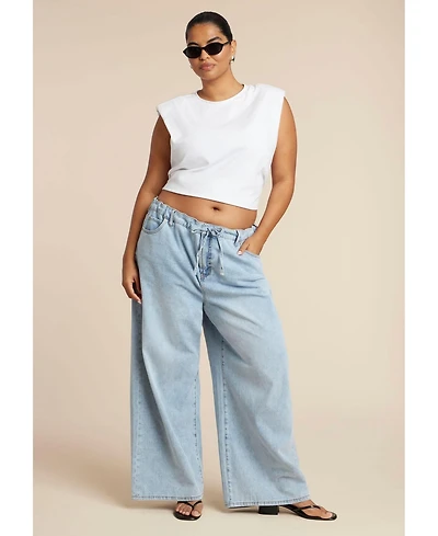 Eloquii Women's Loose Drawstring Waist Jean