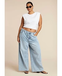 Eloquii Women's Loose Drawstring Waist Jean