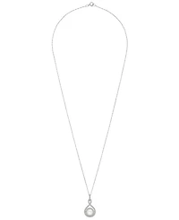 Macy's White Cultured Freshwater Pearl (6-1/2mm) and Diamond (1/4 ct. t.w.) Pendant Necklace in 14k White Gold