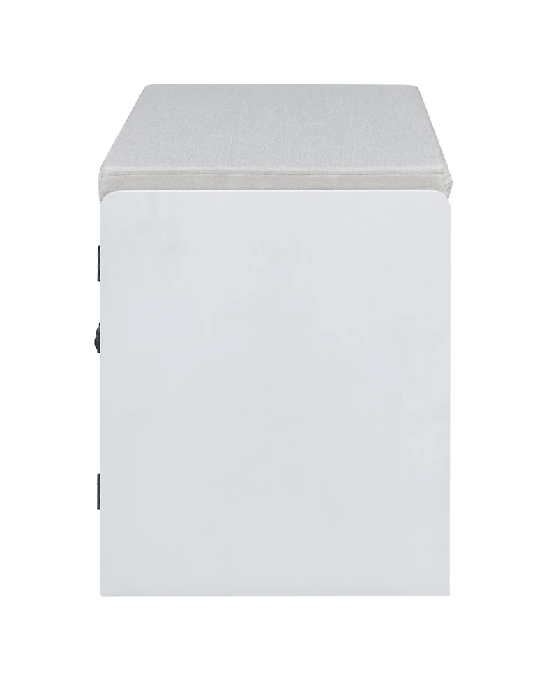 Streamdale Furniture Rustic Storage Bench with Cushion and Rattan Doors (Brown+Beige