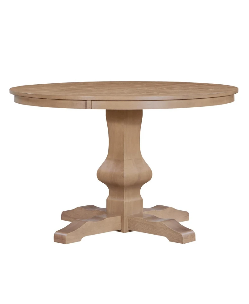 Streamdale Furniture Rustic Wire-Brushed Round Dining Table with Pedestal Base