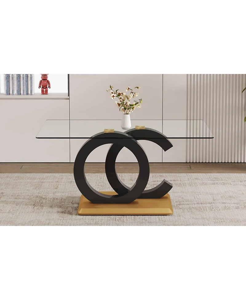 Streamdale Furniture Streamdale Modern minimalist rectangular glass dining table for 6-8 people