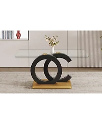 Streamdale Furniture Streamdale Modern minimalist rectangular glass dining table for 6-8 people