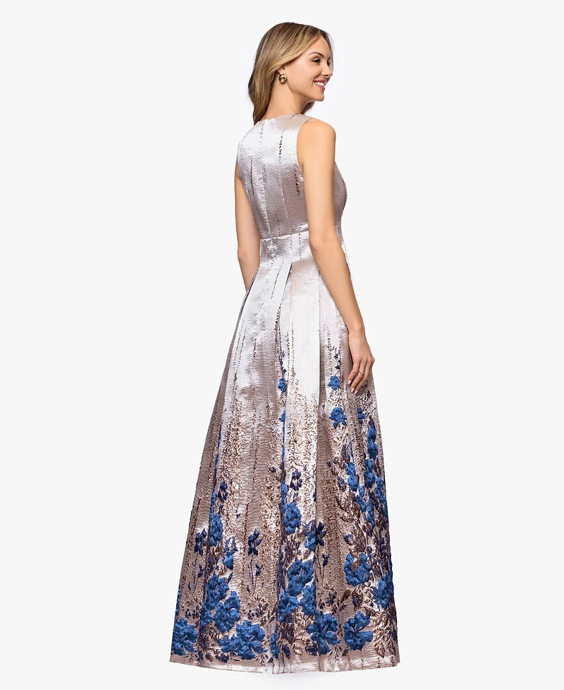Betsy & Adam Petite Printed A-Line Long Dress