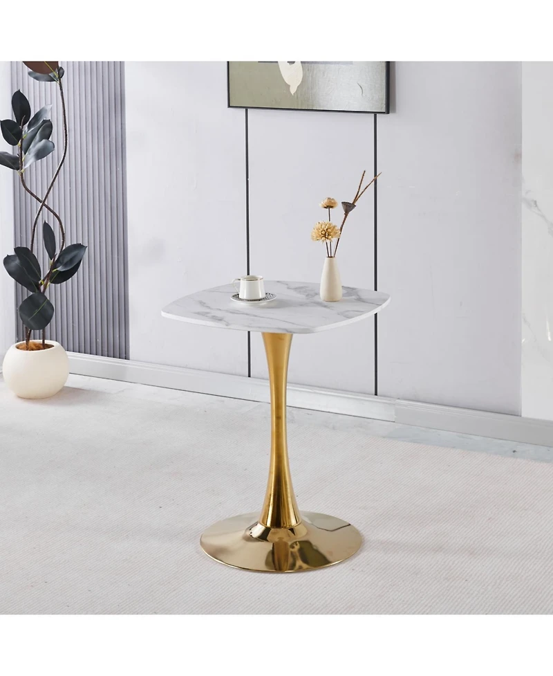 Streamdale Furniture Square Tulip Dining Table (White & Gold)