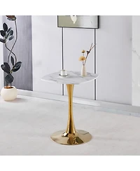 Streamdale Furniture Square Tulip Dining Table (White & Gold)