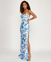 Emerald Sundae Juniors' Butterfly Sequin Sweetheart Neck Ball Gown