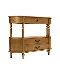 Streamdale Furniture Streamdale Retro Curved Wood Console Table with 3 Drawers, 43" Entry Table with Storage Shelf, Brown