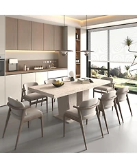 Streamdale Furniture Rectangular extendable dining table (6-10 people, 160-200cm) with veined travertine.