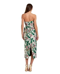 Mac Duggal Women's Floral Brocade Strapless Fitted Midi Dress