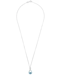 Macy's White Topaz (1/4 ct. t.w.), Blue Topaz (1/3 ct. t.w.) and London Blue Topaz (5/8 ct. t.w.) Infinity Pendant Necklace in Sterling Silver