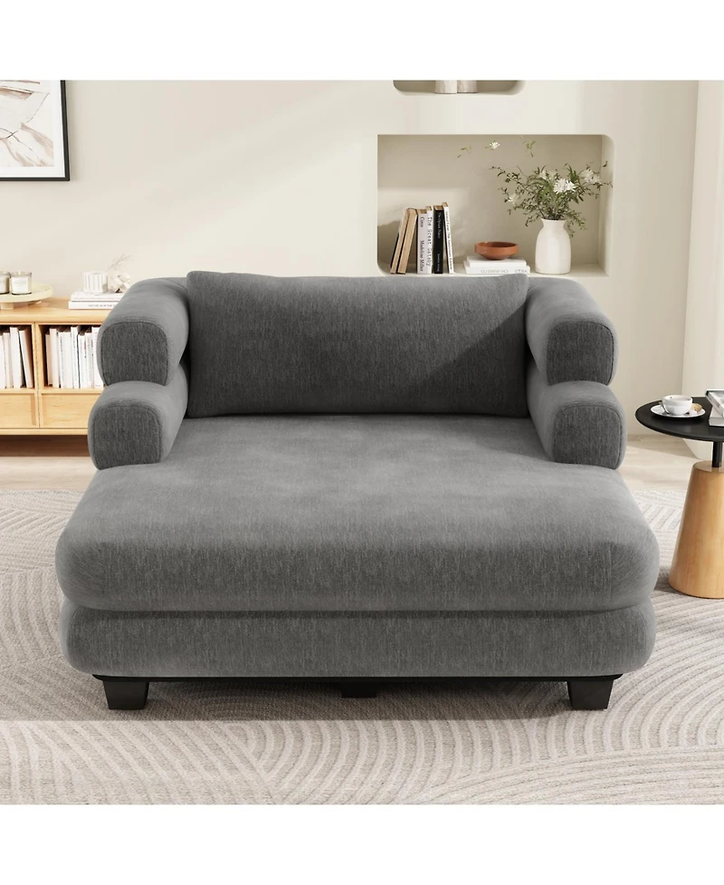 Streamdale Furniture Streamdale Oversized Chaise Lounge 52.4" Modern Chenille Sofa Bed with Deep Seat, Black