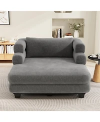 Streamdale Furniture Streamdale Oversized Chaise Lounge 52.4" Modern Chenille Sofa Bed with Deep Seat, Black