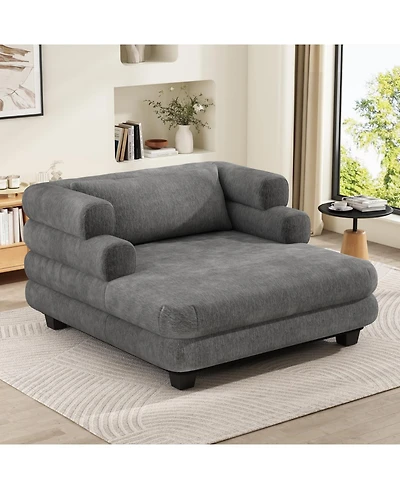Streamdale Furniture Streamdale Oversized Chaise Lounge 52.4" Modern Chenille Sofa Bed with Deep Seat, Black