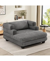 Streamdale Furniture Streamdale Oversized Chaise Lounge 52.4" Modern Chenille Sofa Bed with Deep Seat, Black