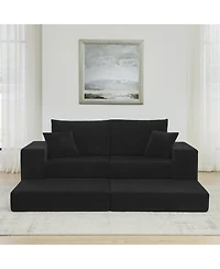 Streamdale Furniture Modular Cloud Sectional Couch, Modern L-Shaped Sofa with Ottoman, Black