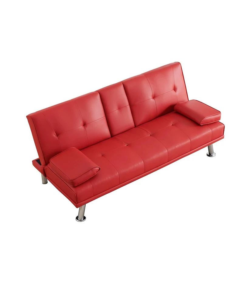 Streamdale Furniture Red Multifunctional Double Folding Sofa Bed with Coffee Table