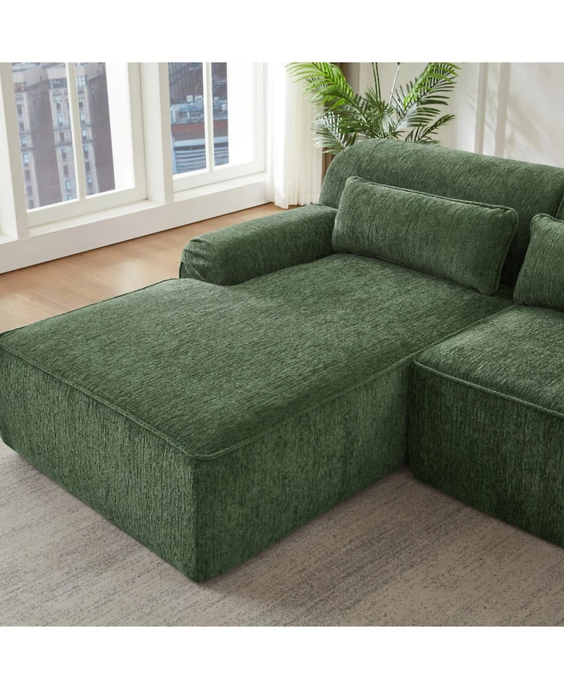 Streamdale Furniture Chenille L-Shape Luxury Sectional Sofa, Comfy Sleeper Couch for Living Room