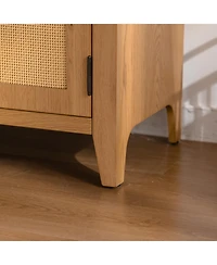 Streamdale Furniture Streamdale Arched Kitchen Pantry Cabinet, 63.39" Tall Rattan Storage Cabinet