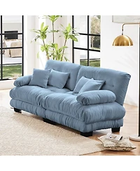 Streamdale Furniture Cloud Couch 2 Seater Chenille Sofa with Pillows, Blue